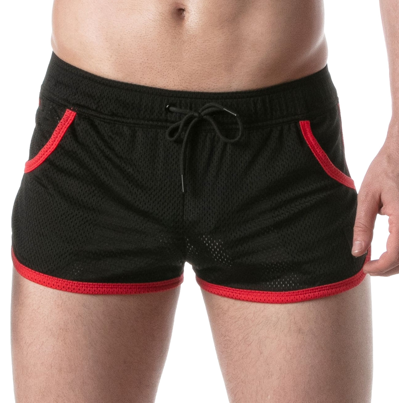 LEADER Short en mesh LOADED Noir-Rouge