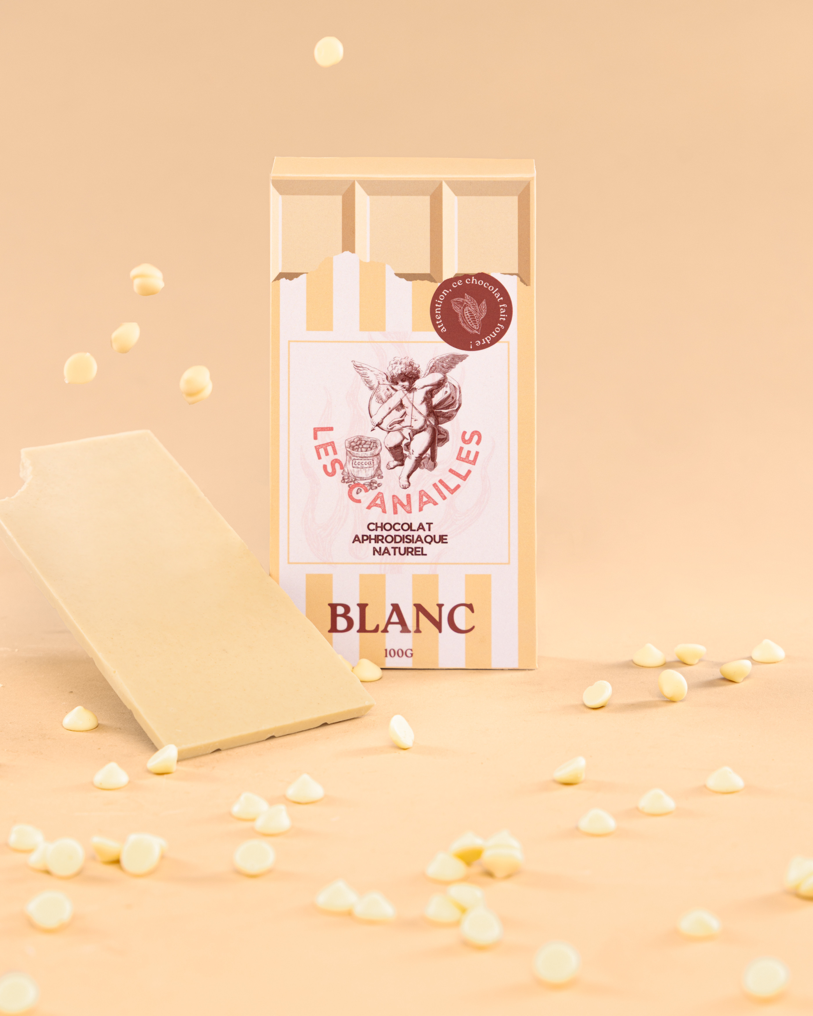 Les Canailles Tablette de Chocolat Aphrodisiaque BLANC 100 g