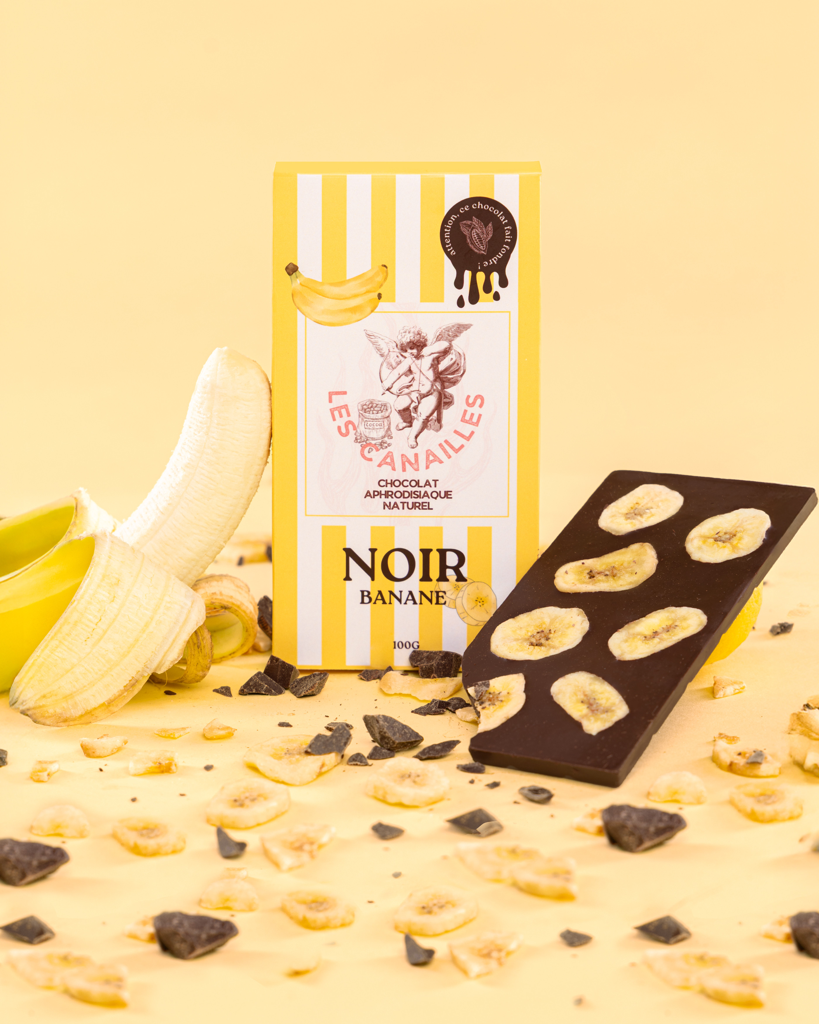 Les Canailles Tablette de Chocolat Aphrodisiaque NOIR Banane 100g