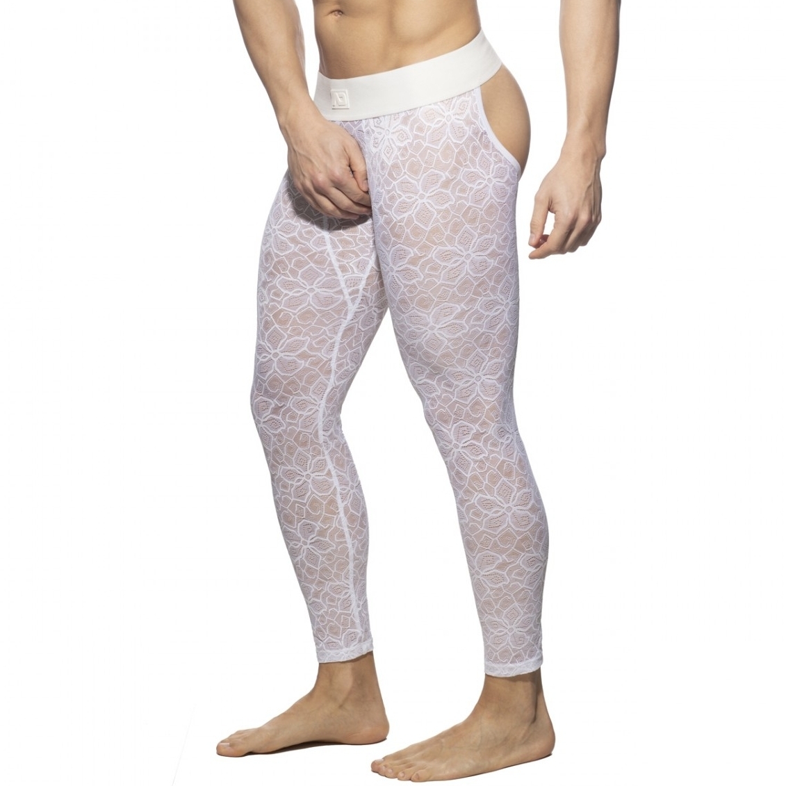 Long John Bottomless FLOWERY LACE Blanc