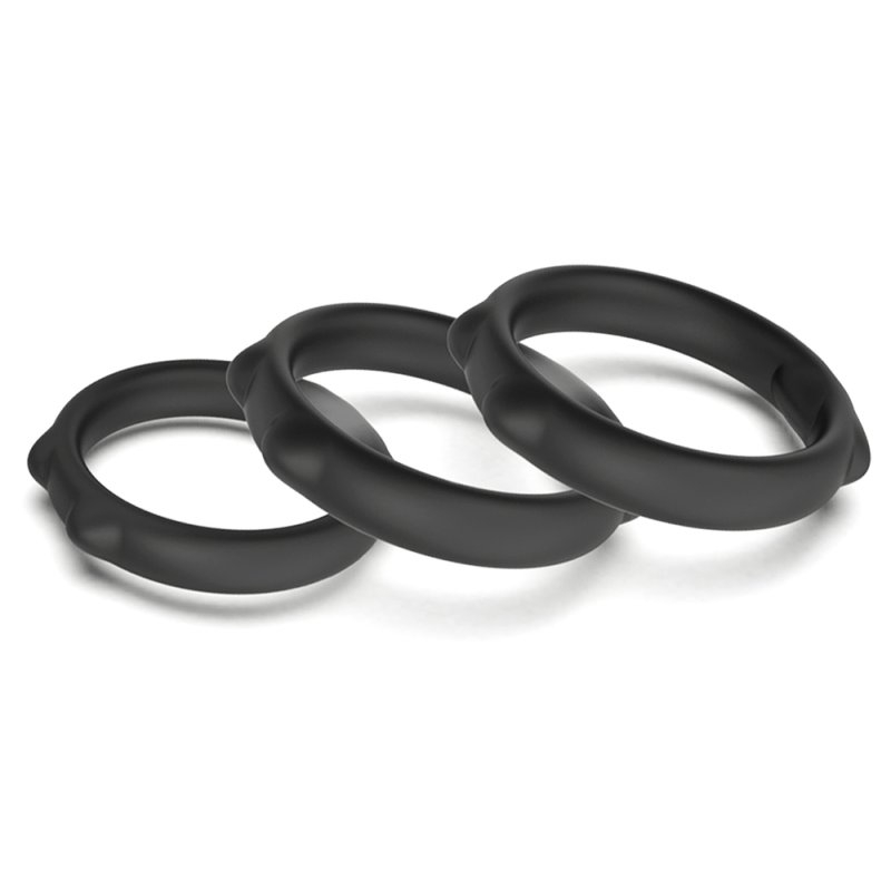 Lot de 3 Aneaux péniens silicone CATY RINGS Noirs