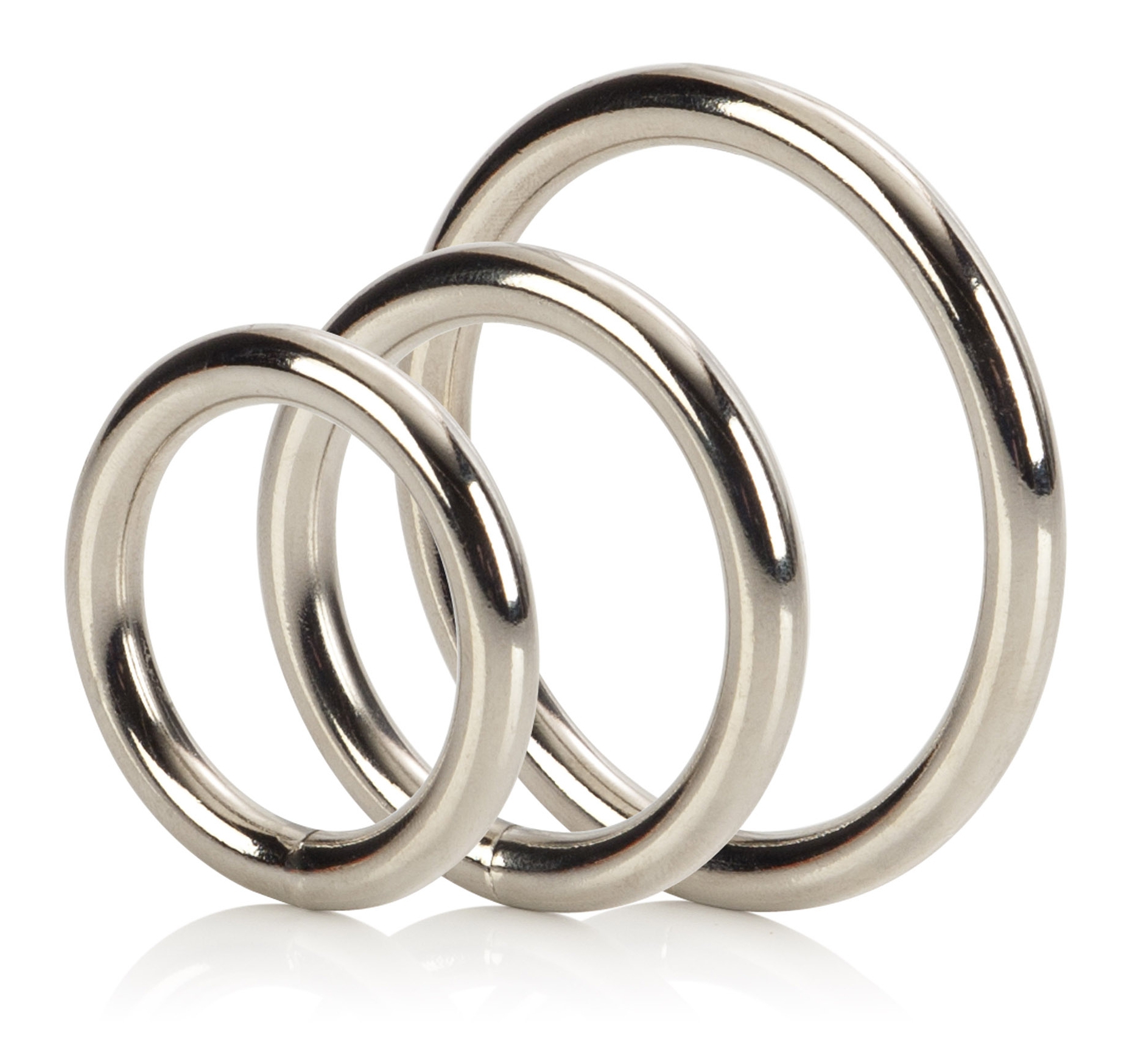 Lot de 3 Anneaux péniens en métal SILVER RING 32 à 50mm