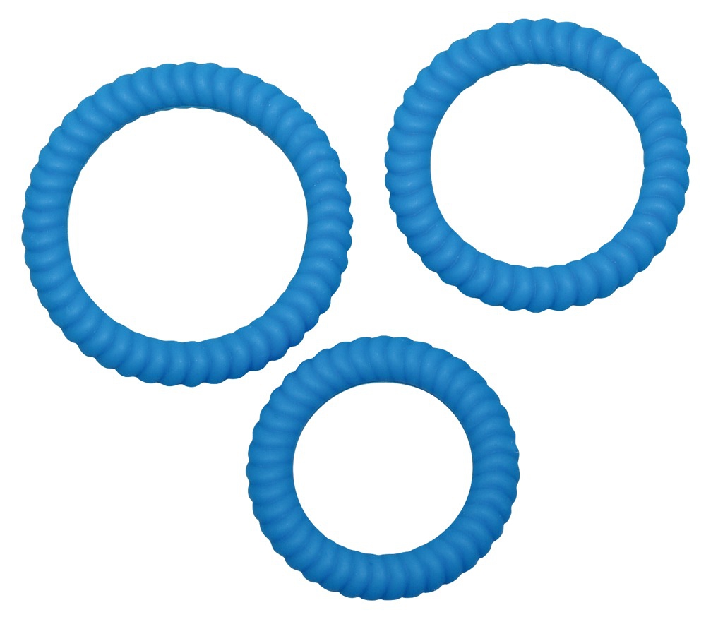 Lot de 3 anneaux péniens en silicone LUST Bleus