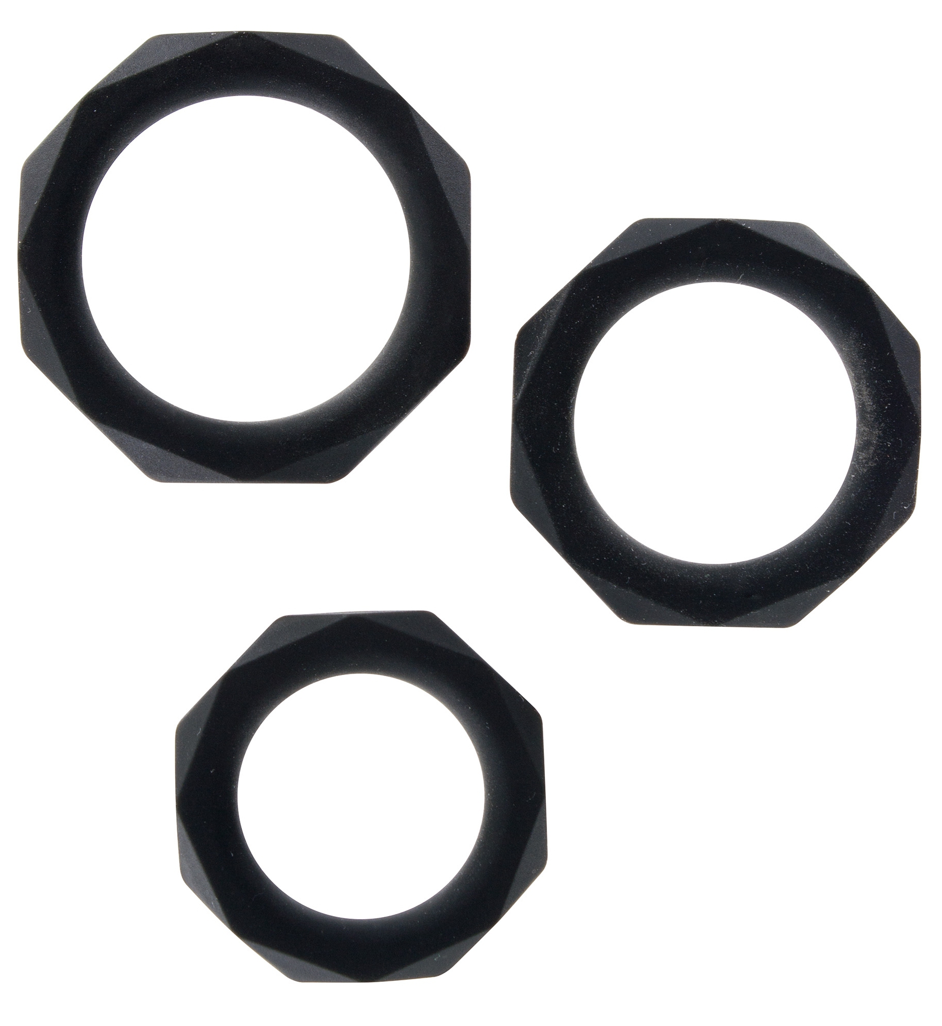 Lot de 3 Anneaux péniens flexibles Silicone POWER HALO Noires