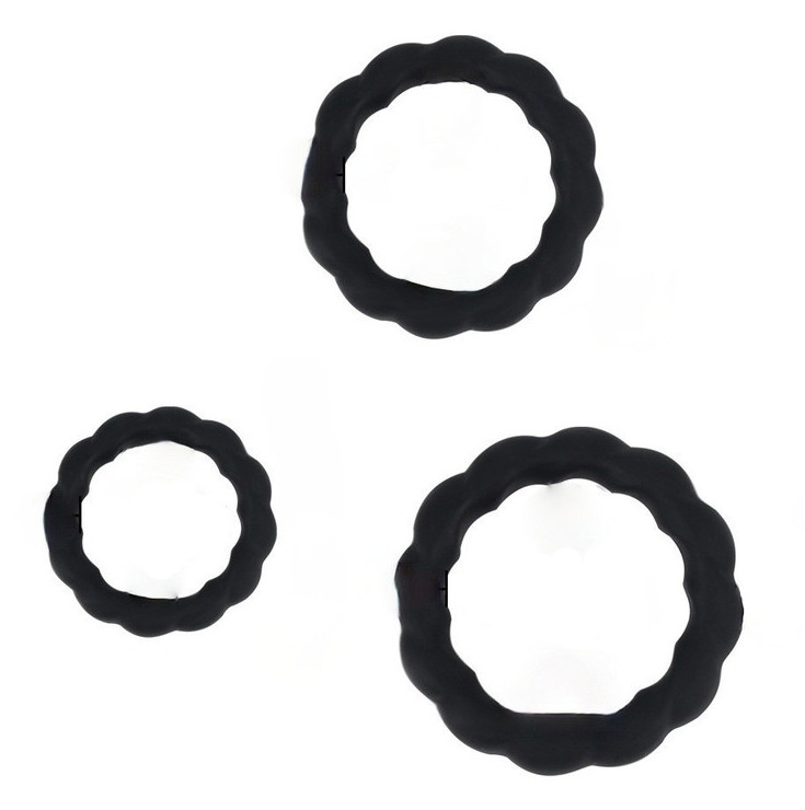 Lot de 3 Anneaux péniens souples TORTICK Noirs