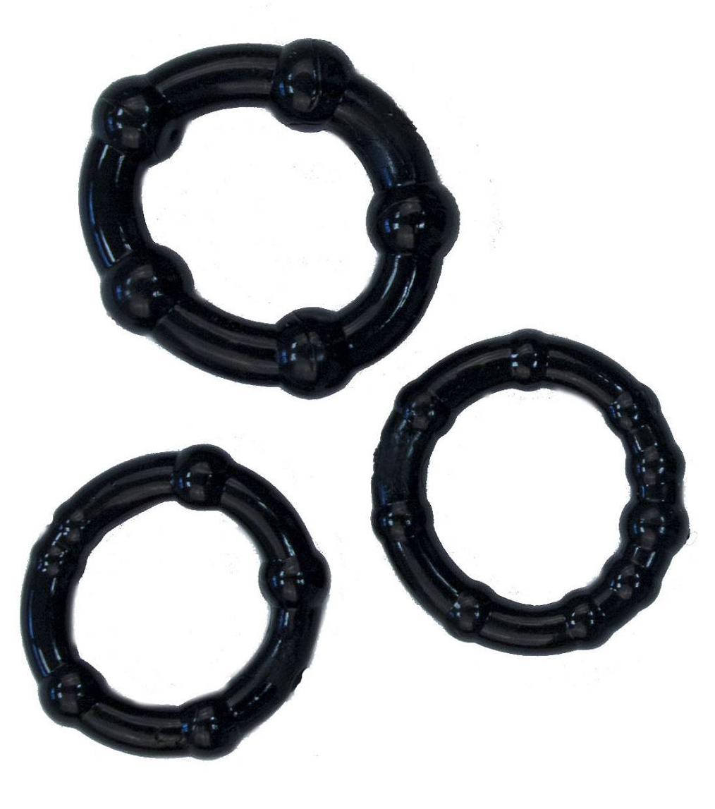 Lot de 3 mini anneaux péniens souples noirs