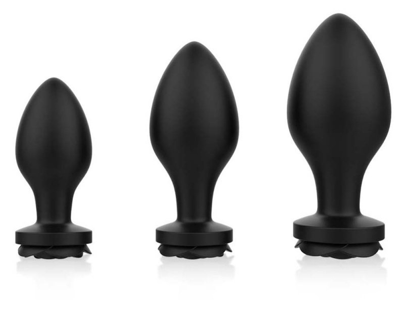 Lot de 3 plugs bijou Silicone ROSA Noirs