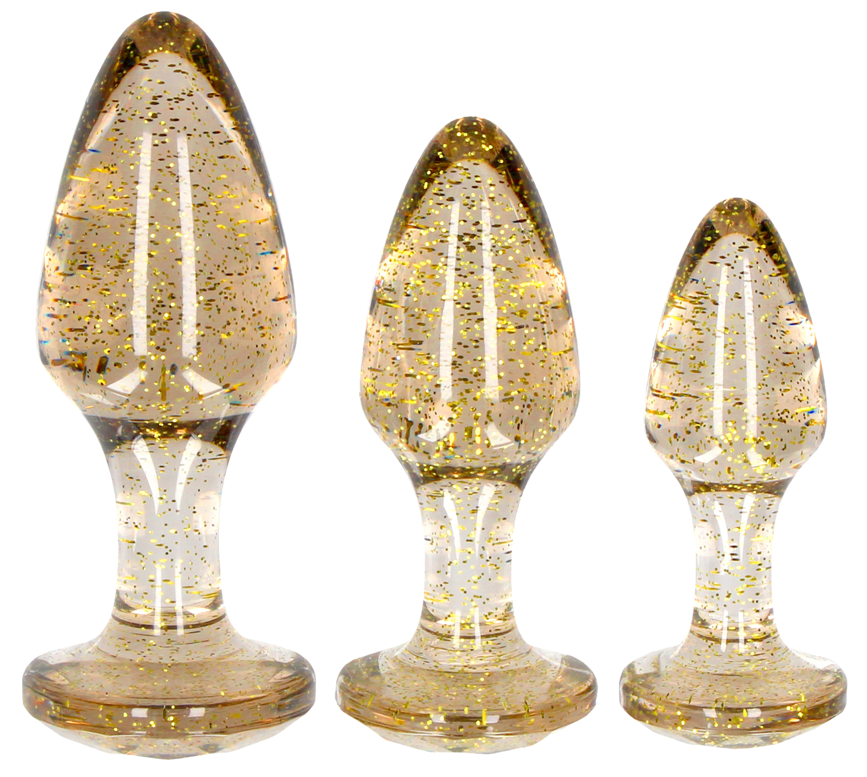 Lot de 3 Plugs GLITTER Or