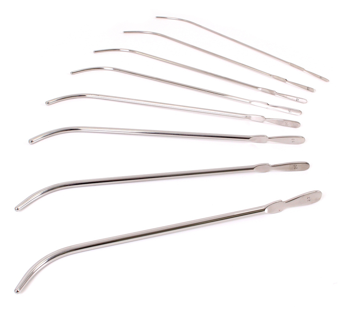 Lot de 8 Tiges d'urètre courbées VAN BUREN 22cm - Diamètres 3 à 7mm