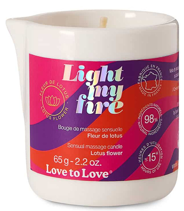 Love to Love Bougie de Massage LIGHT MY FIRE 65g Fleur de Lotus