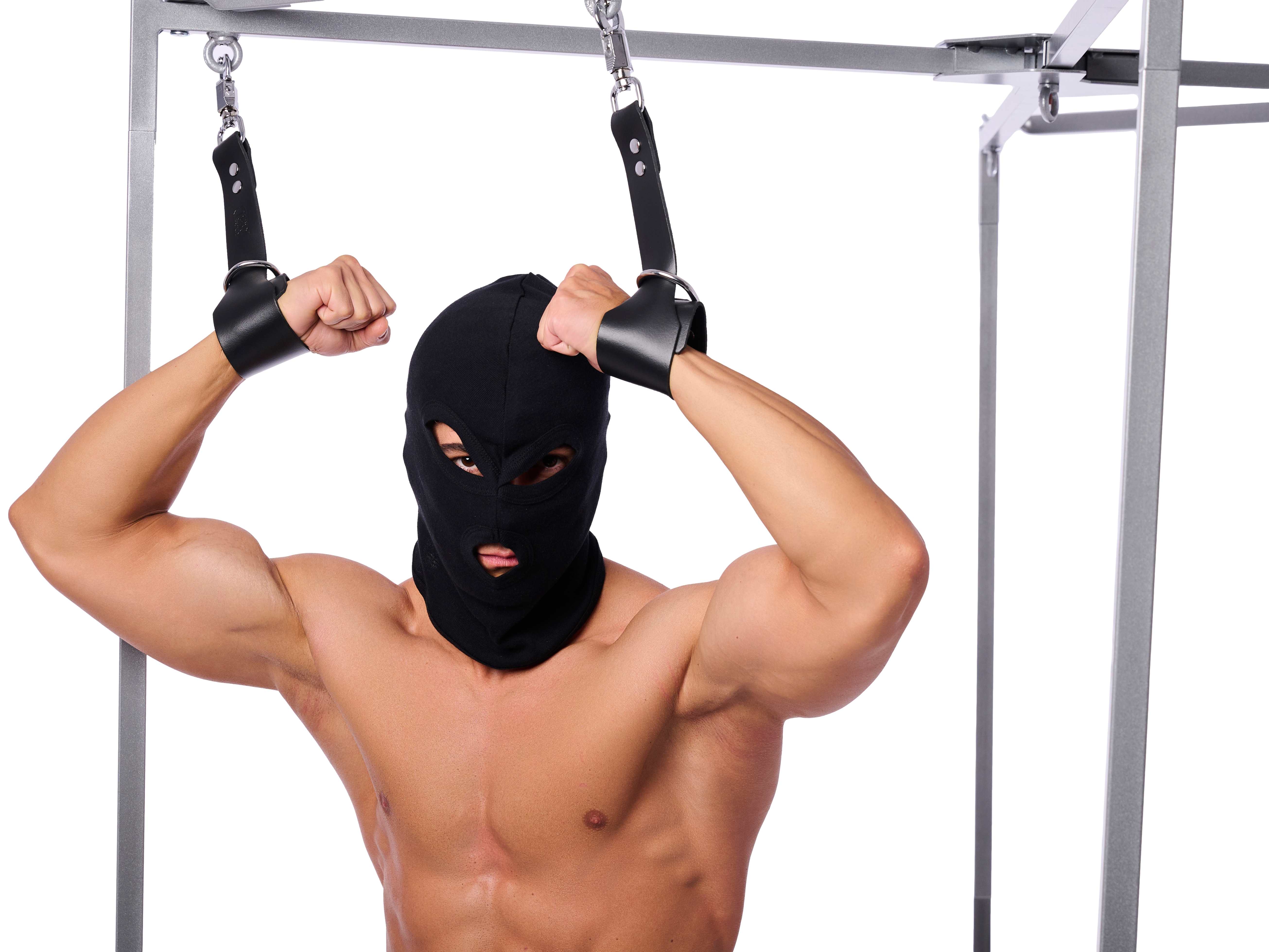 Menottes BDSM en cuir avec Mousqueton de sûreté