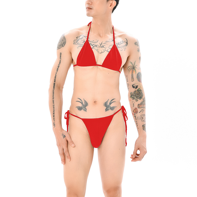 NoGenderWear Ensemble Mankini SUMIRO 2 Pièces Rouge