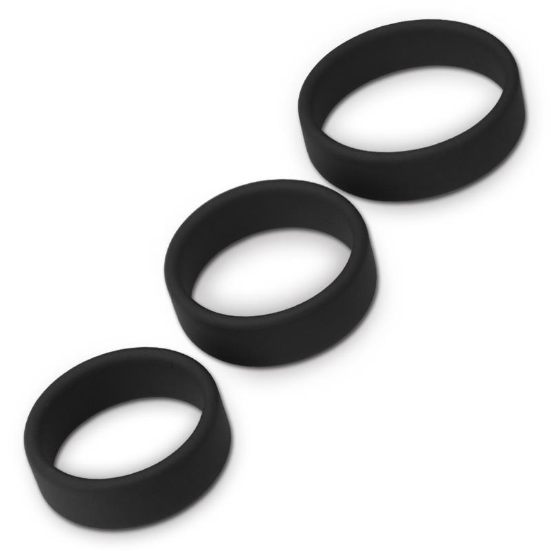 Pack de 3 Anneaux péniens en silicone SILIRING Noirs