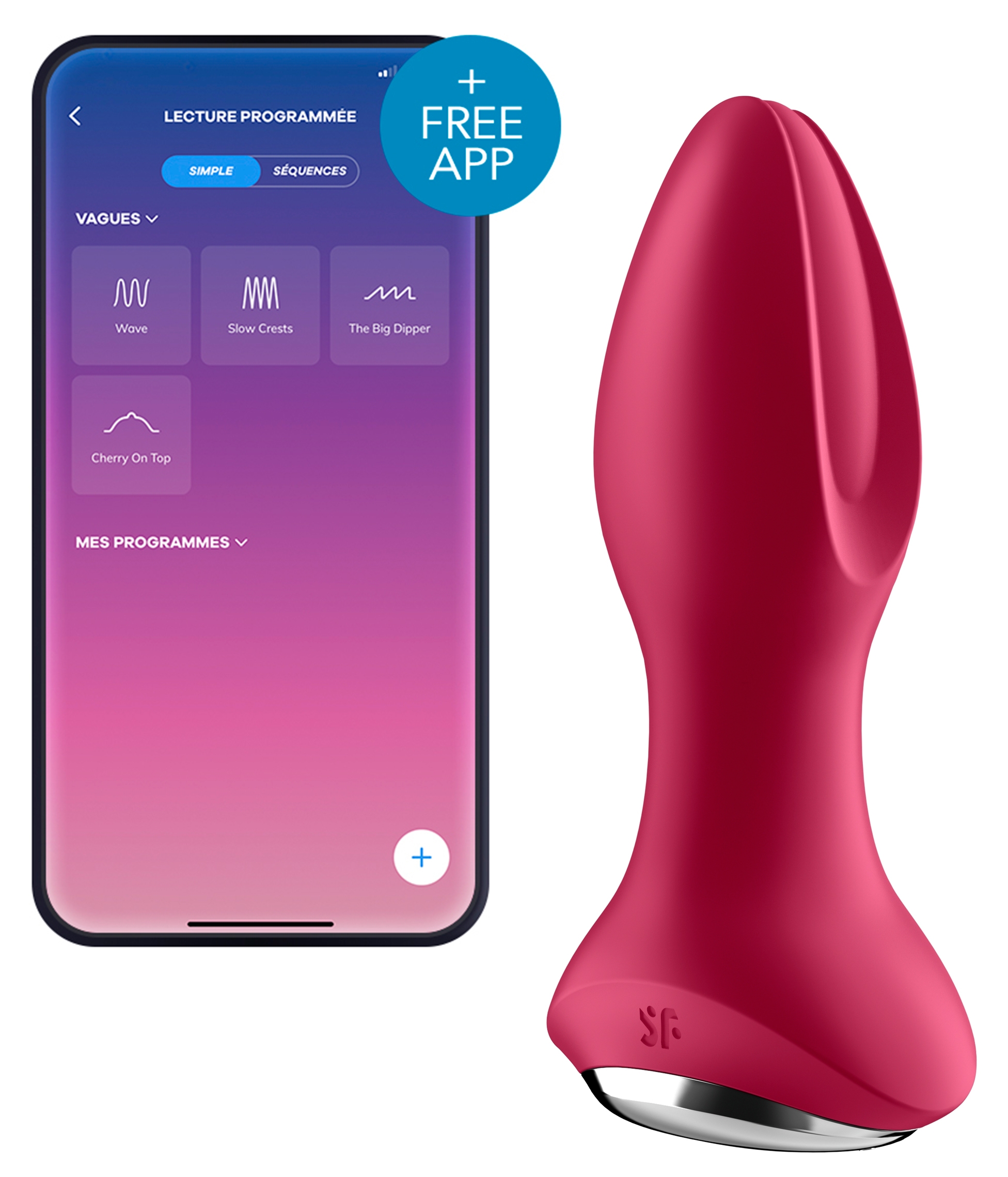 Plug vibrant connecté ROTATOR PLUG Satisfyer 10 x 4cm Fuchsia