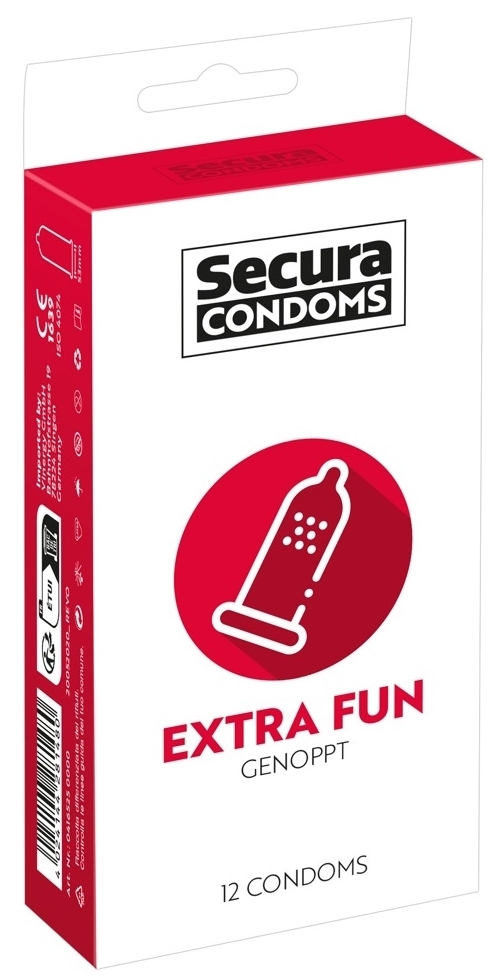 Secura Condoms Préservatifs perlés en latex EXTRA FUN 53mm x12