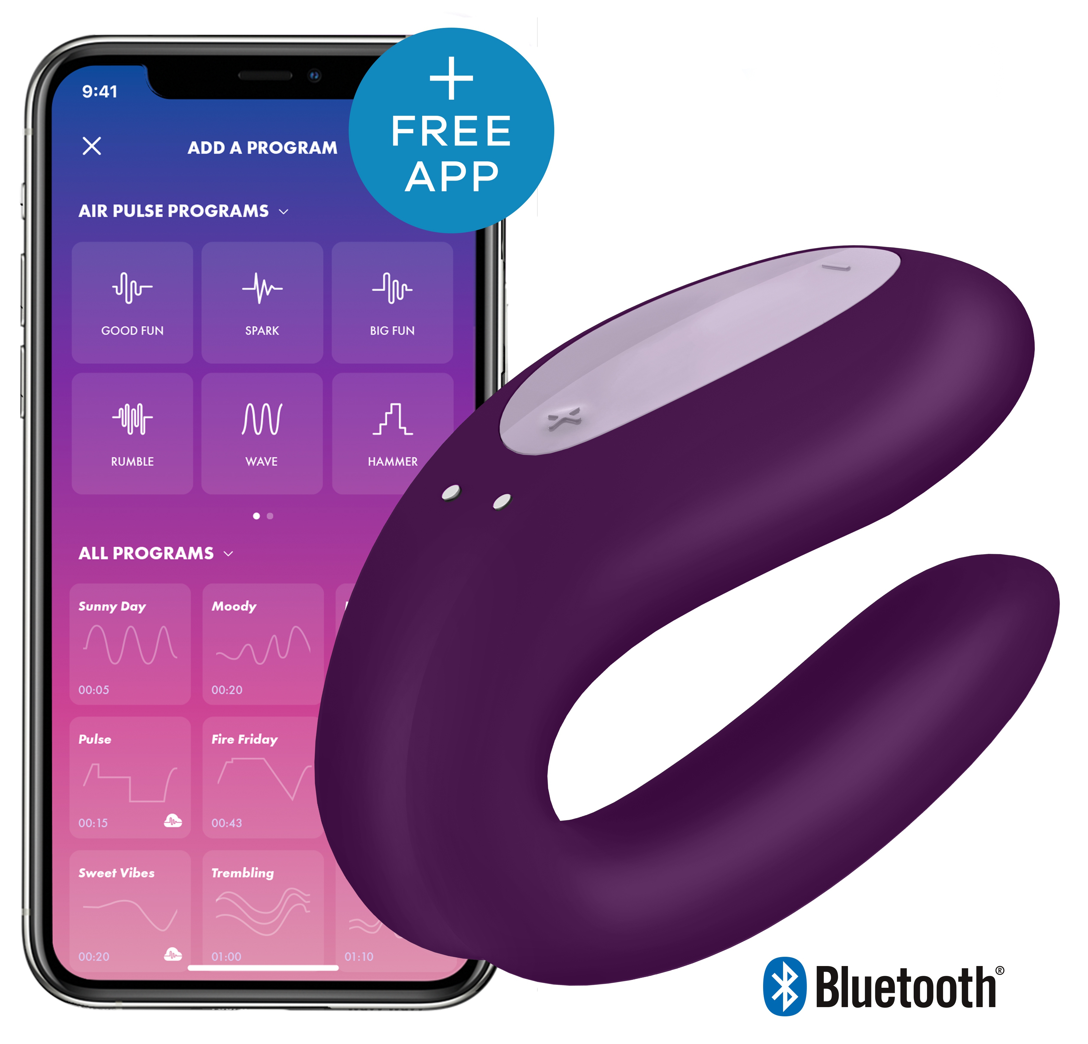 Stimulateur connecté DOUBLE JOY Satisfyer Mauve