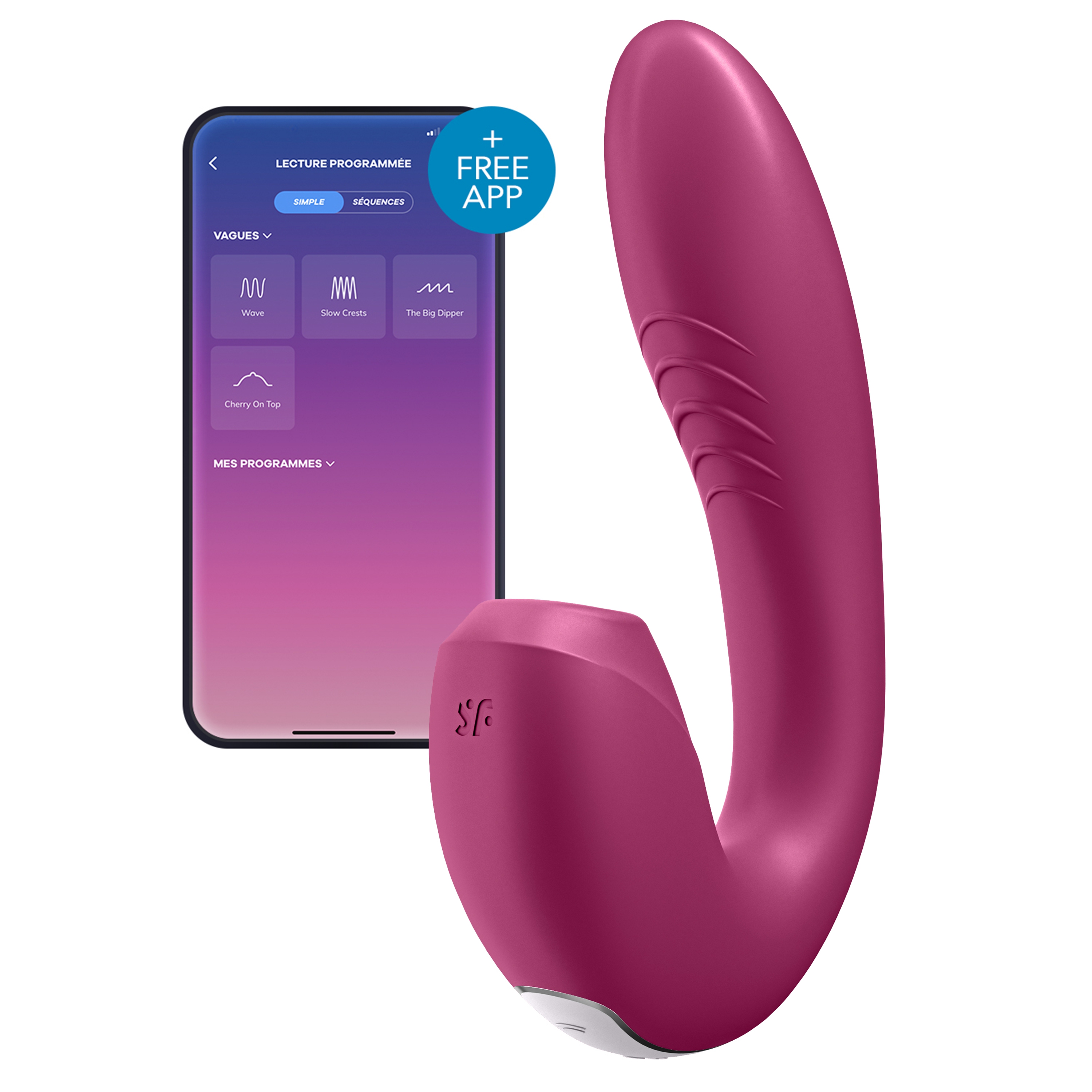 Stimulateur de clitoris connecté SUNRAY Satisfyer Framboise