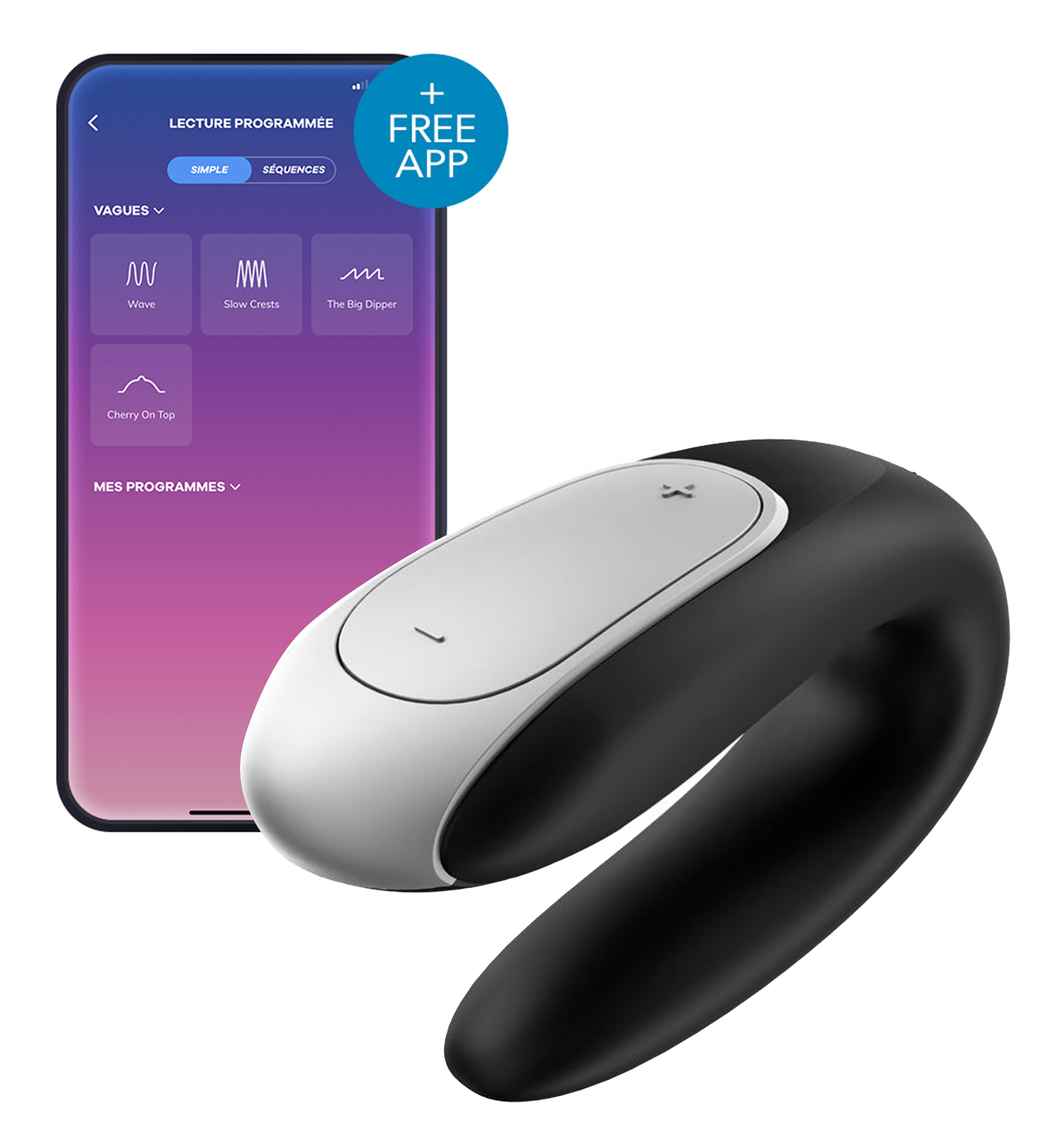 Stimulateur de couple connecté DOUBLE FUN Satisfyer Noir