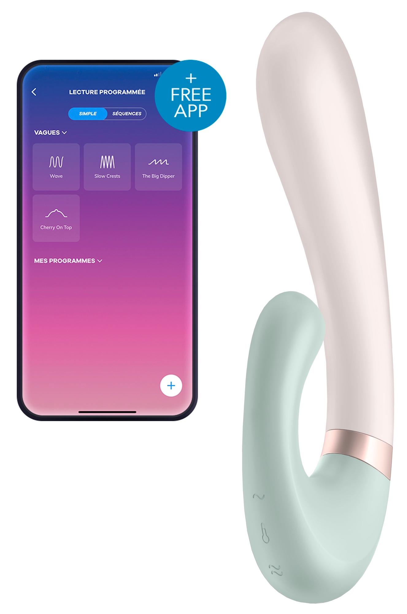Stimulateur Point G connecté HEAT WAVE Satisfyer 14 x 3.5cm Menthe