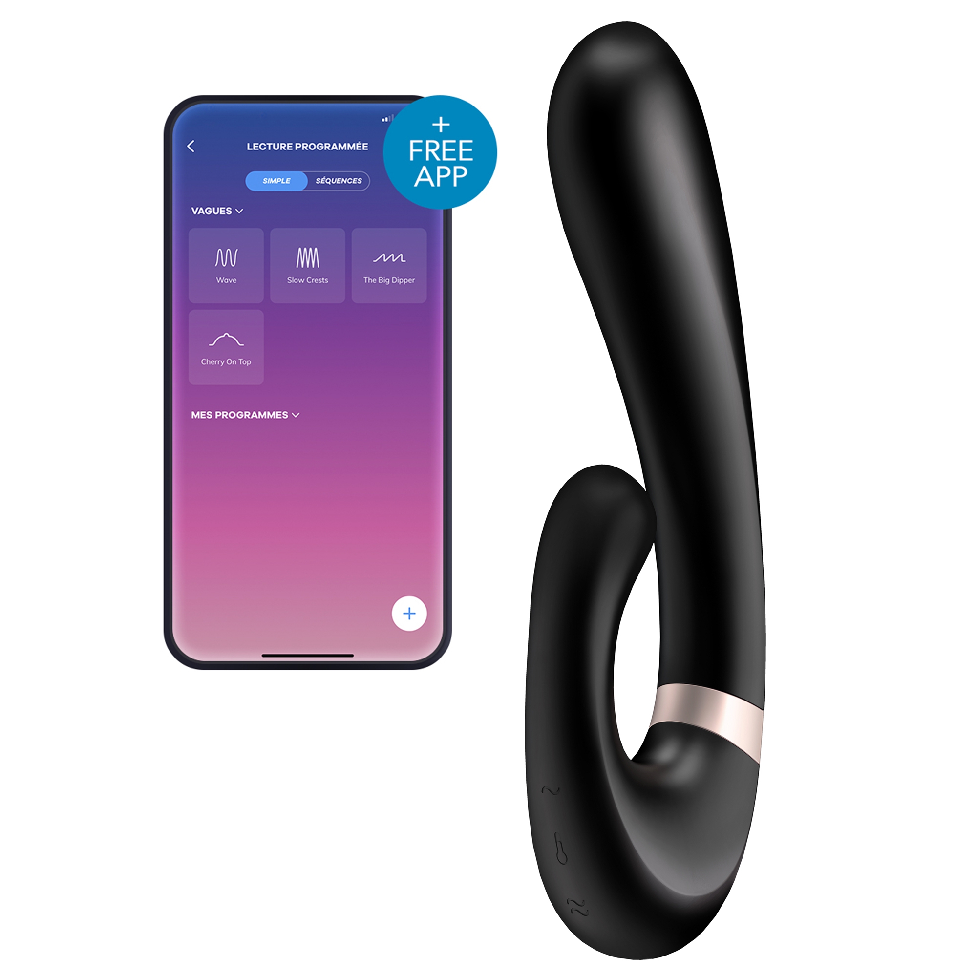 Stimulateur Point G connecté HEAT WAVE Satisfyer 14 x 3.5cm Noir