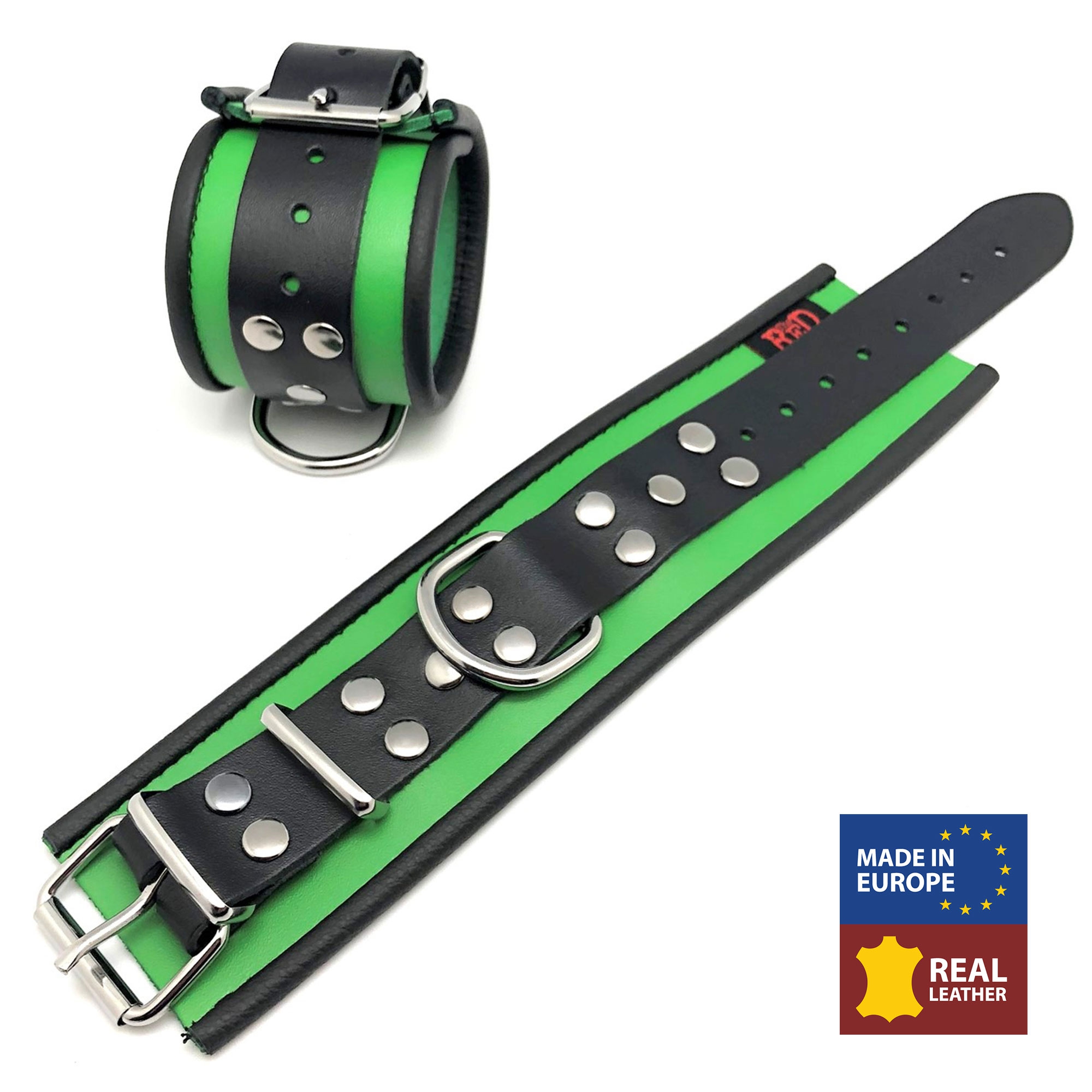 The Red Menottes en cuir Vert-Noir