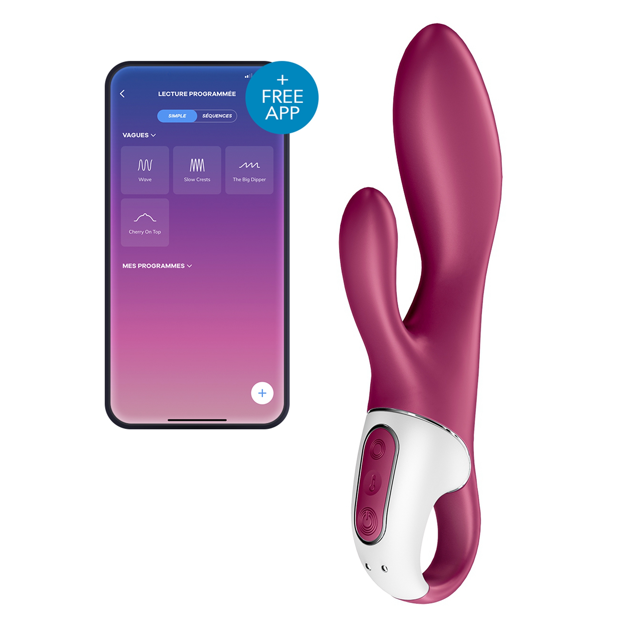Vibro Rabbit connecté HEATED AFFAIR Satisfyer 20cm Mauve