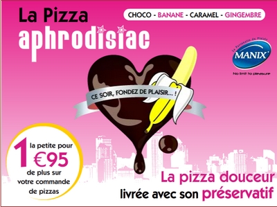 Pizza aphrodisiaque livrée avec un préservatif