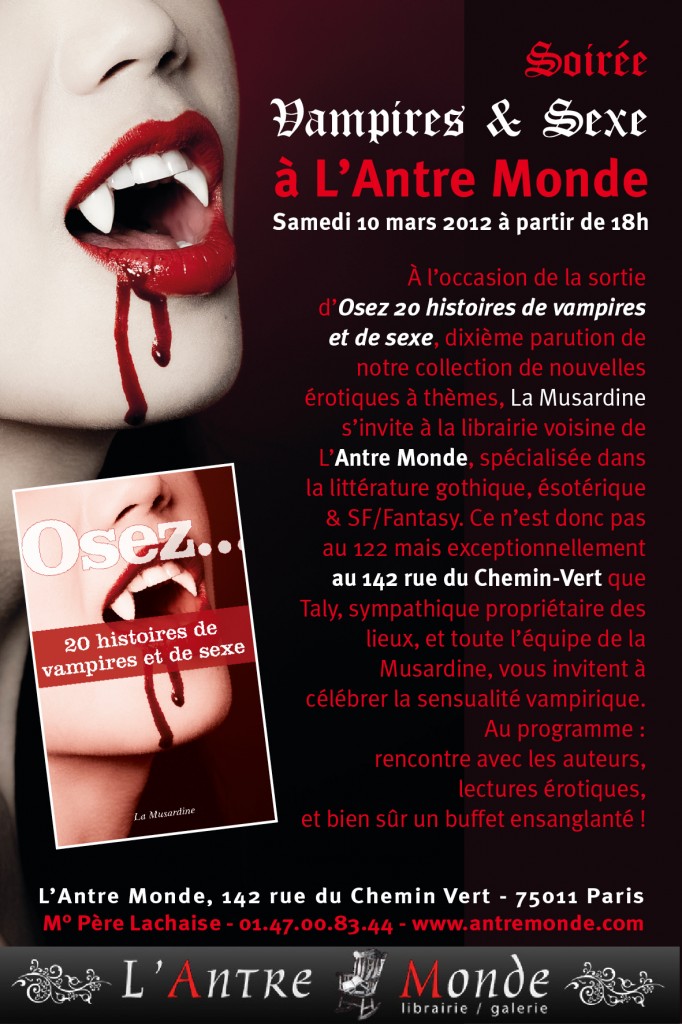 Soirée Vampires et sexe à la librairie L'Antre monde