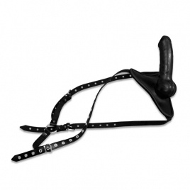 Harnais gode noir ceinture cuir
